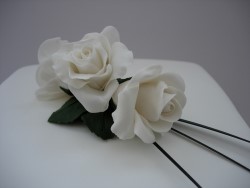 White Sugarcraft Roses Close Up